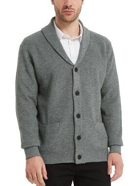 Cozy Men's Wool Blend Shawl Collar Cardigan Sweater with Pockets - Stylish